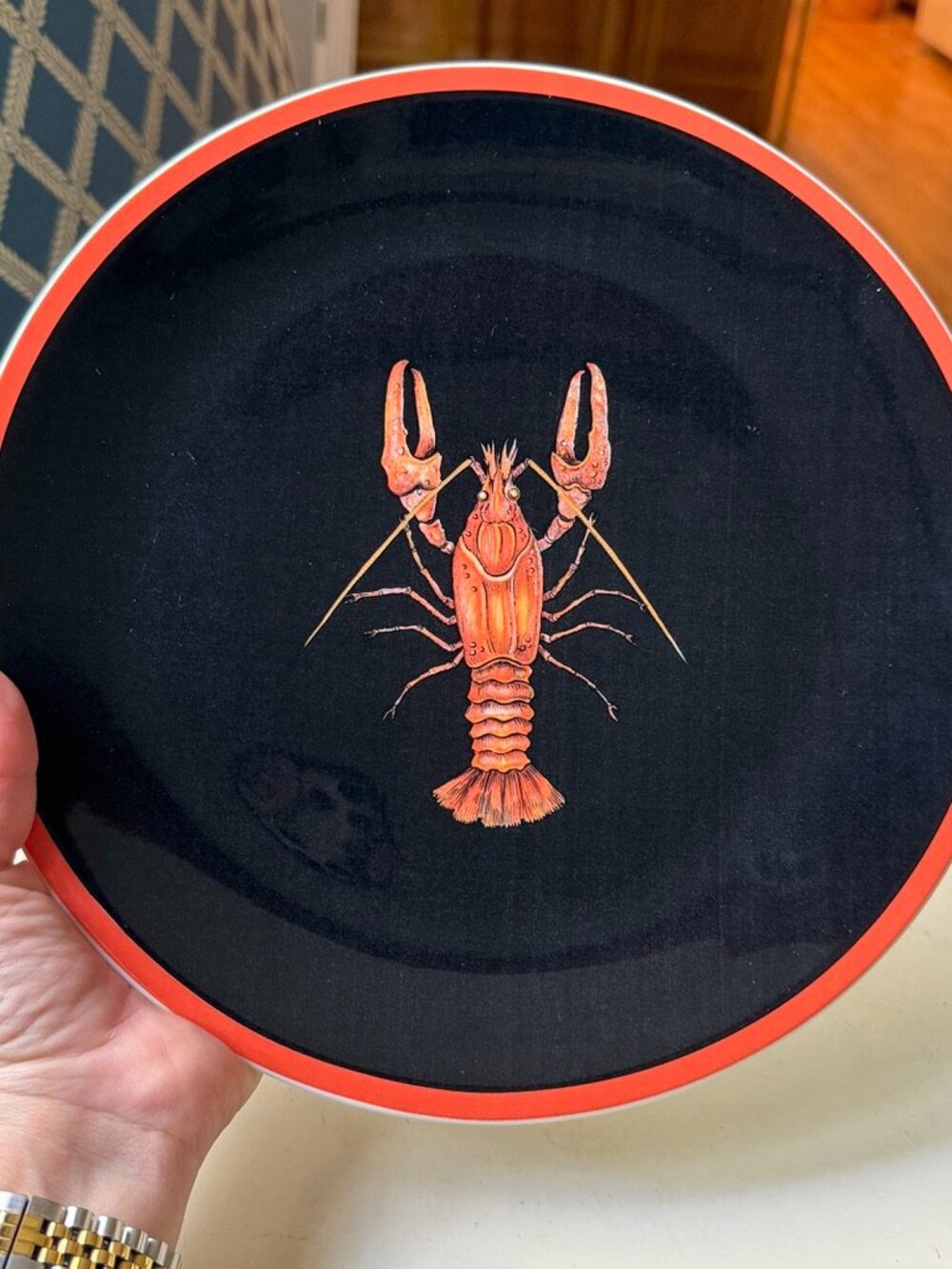 Villeroy & Boch Crayfish Ecrevisse Porcelain Lobster Black dinner plate